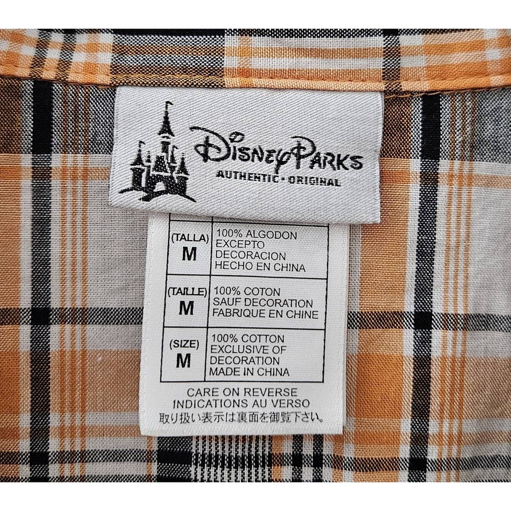 Lightning McQueen Plaid Pearl Snap Button Up Shirt Disney Park Youth Size Medium - Picture 2 of 4